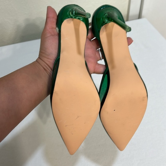 STEVE MADDEN ALESSI POINTED 4” HEELS ANKLE STRAPPED GREEN Sz 9 - Picture 10 of 11